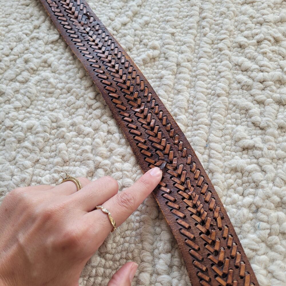 Vintage Braided Leather Belt Sz 34 - Picture 5 of 7